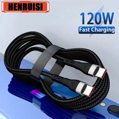 120W 6A PD 타입 C 고속 충전 케이블 타입 C to 타입 C 케이블 아이폰 삼성 샤오미 포코 USB 타입 C 휴대폰 케이블 액세서리