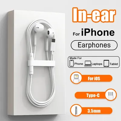 원래 헤드셋 타입 C 헤드폰 애플 아이 패드 아이폰 14 13 12 11 17 15 16 프로 최대 이어폰 유선 이어폰 액세서리